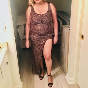 This dress is sequin brown,size:US(L) brand:Fashion nova